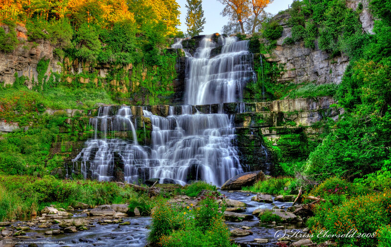 Waterfall in autumn forest