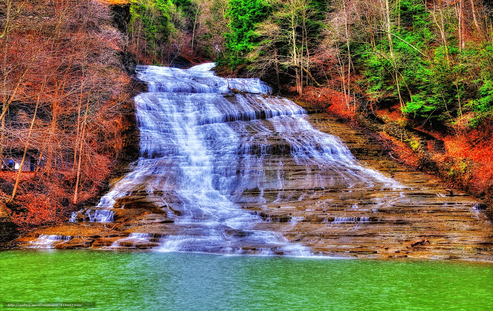 Waterfall in autumn forest