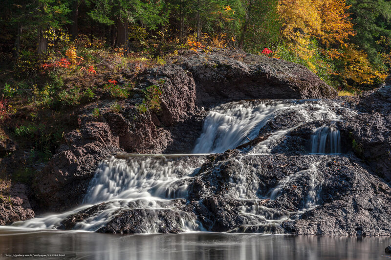Waterfall in autumn forest