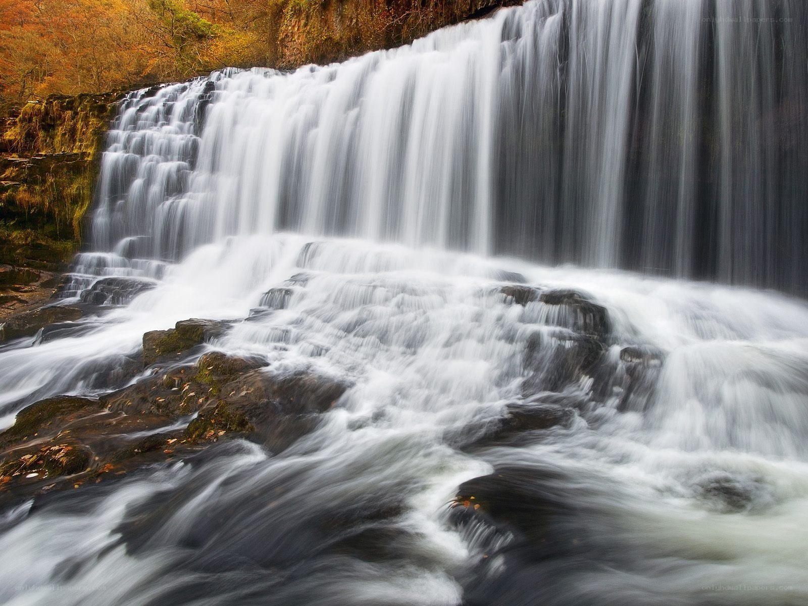 Waterfall in autumn forest
