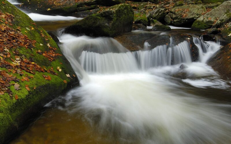 Waterfall in autumn forest