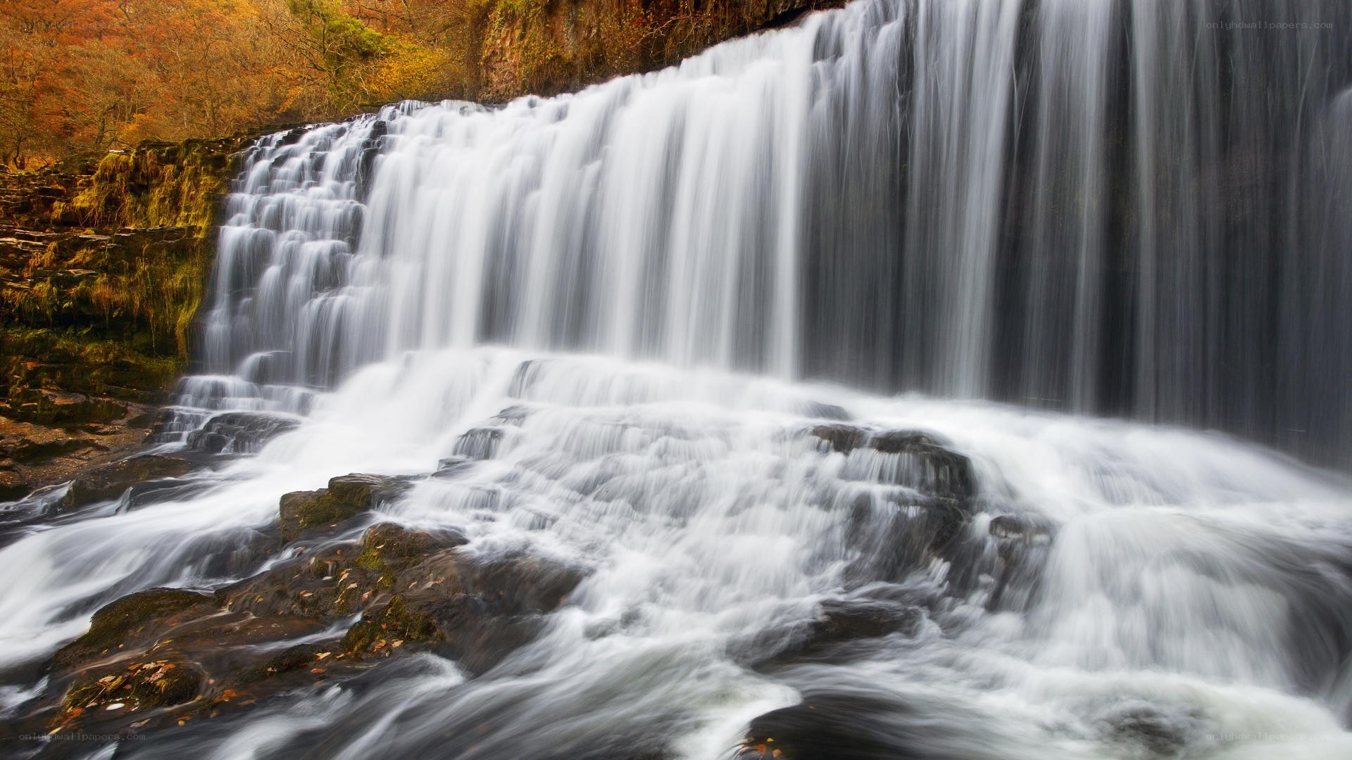 Waterfall in autumn forest