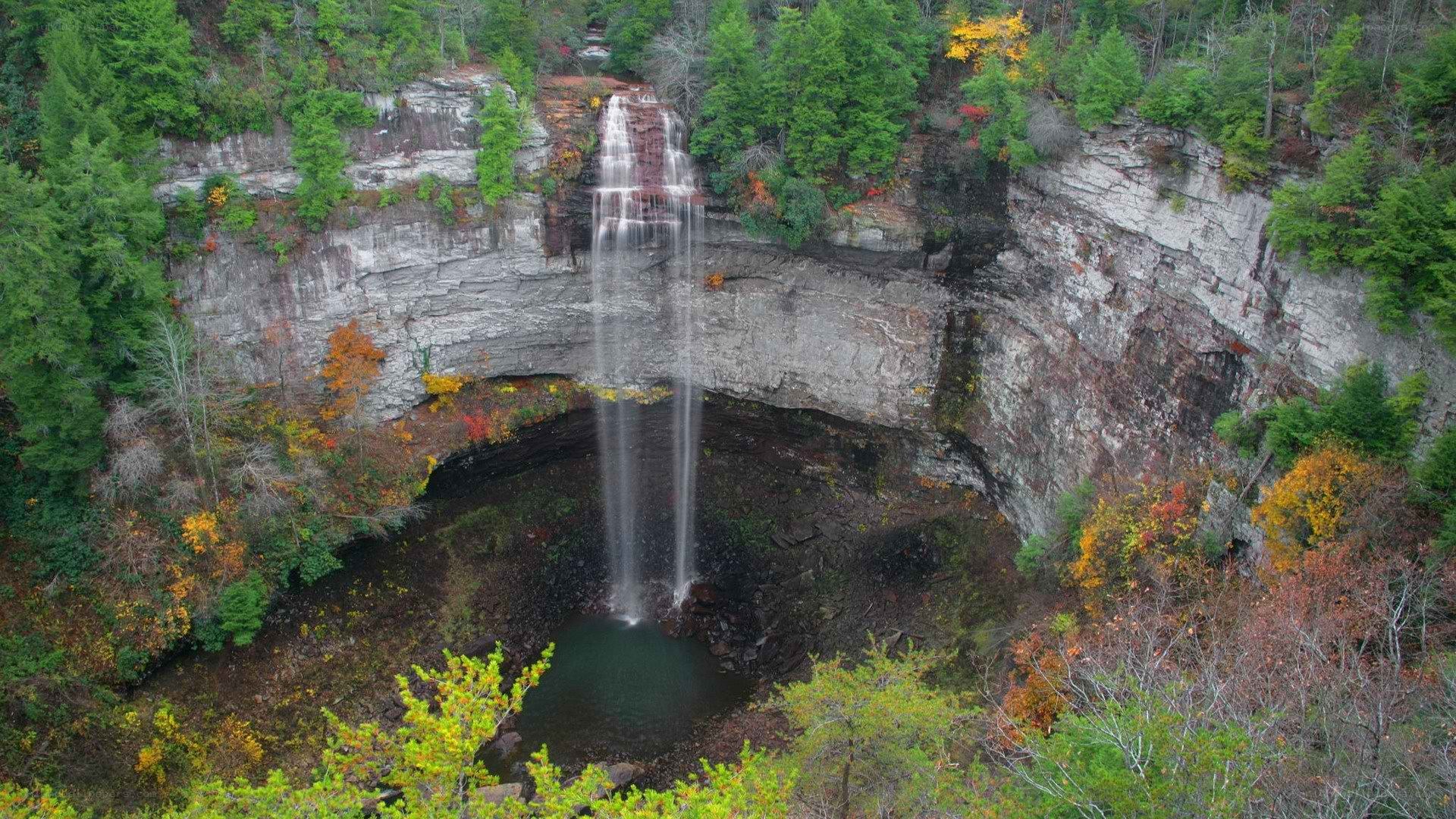 Waterfall in autumn forest