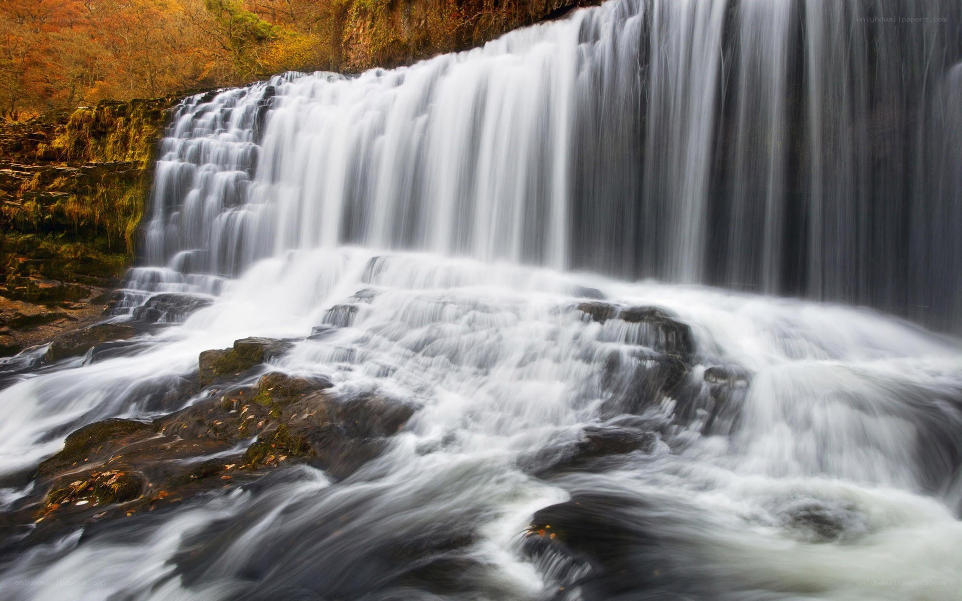 Waterfall in autumn forest