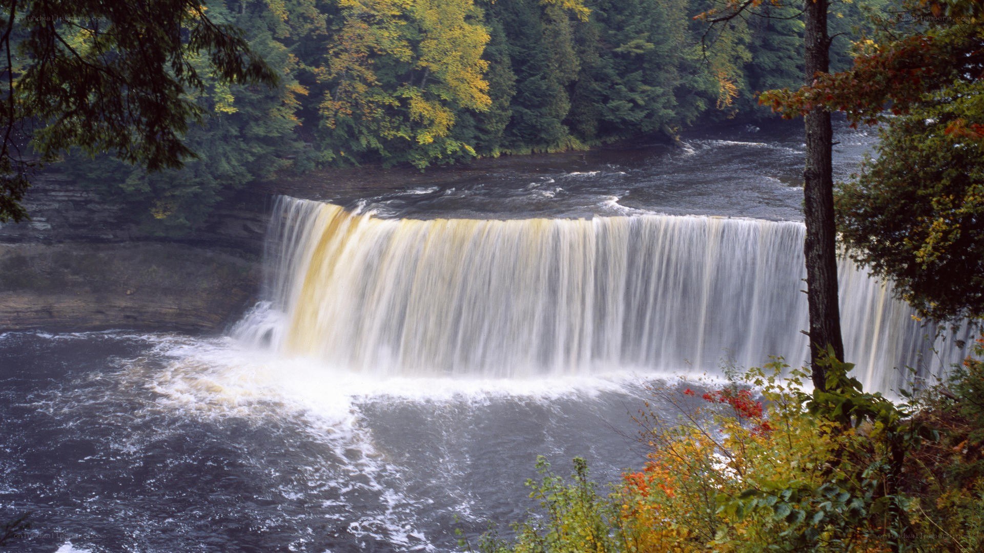 Waterfall in autumn forest