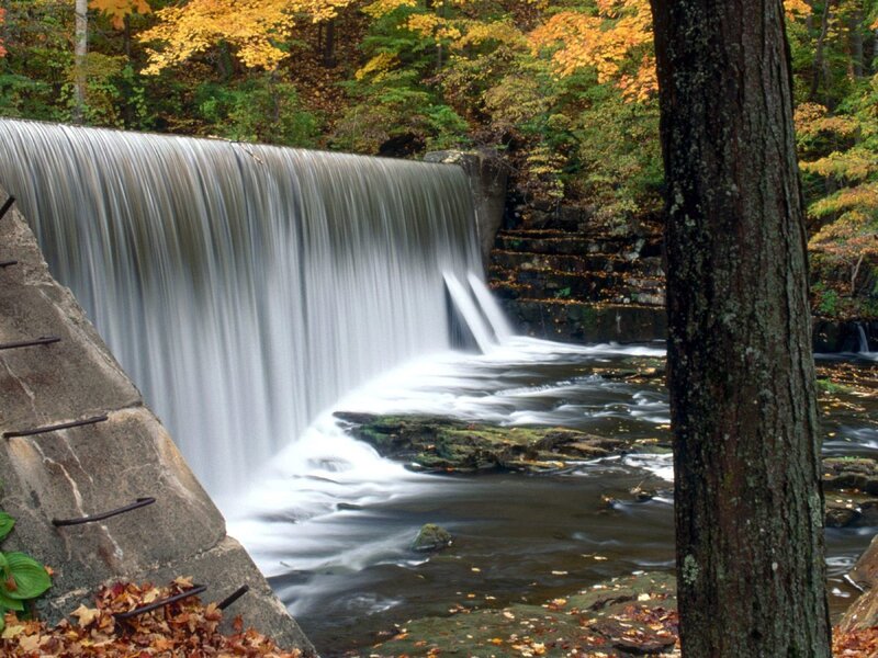 Waterfall in autumn forest