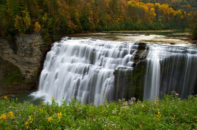 Waterfall in Autumn — Green