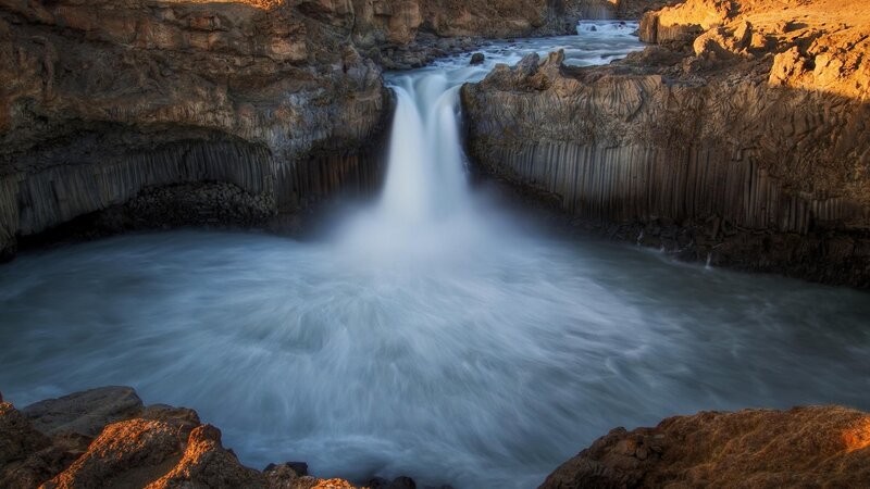 Waterfall in basalt columns