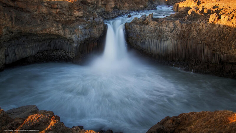Waterfall in basalt columns