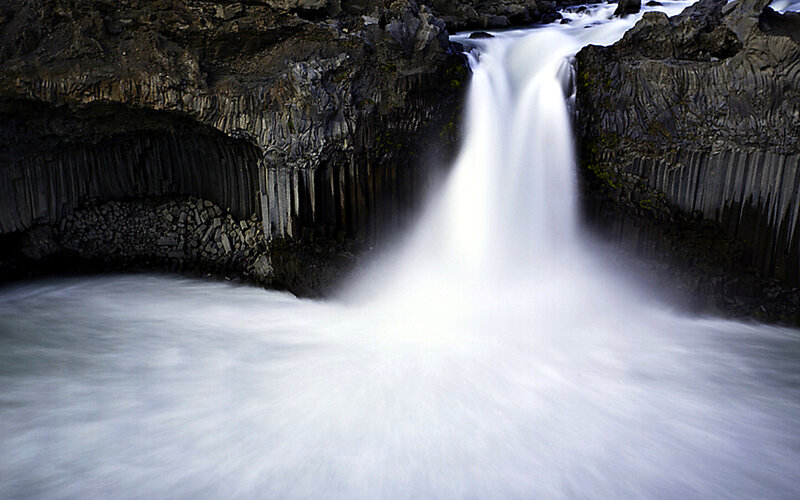 Waterfall in Basalt Columns — White
