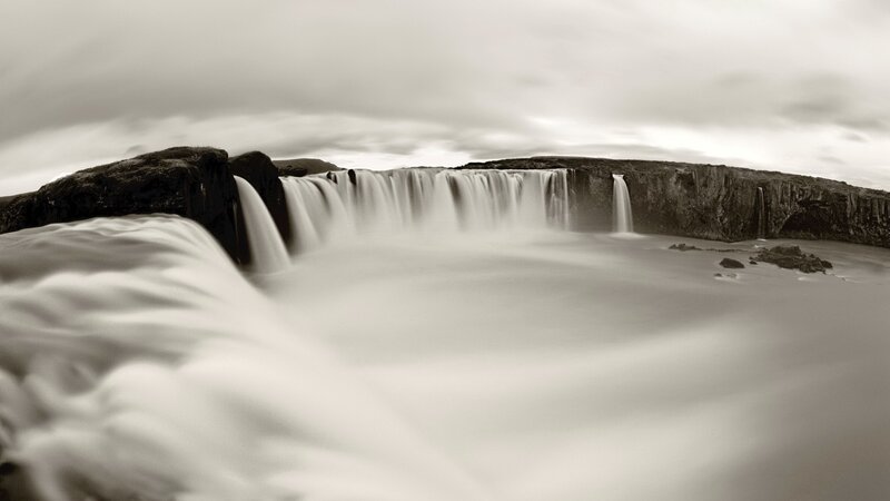 Waterfall in black and white