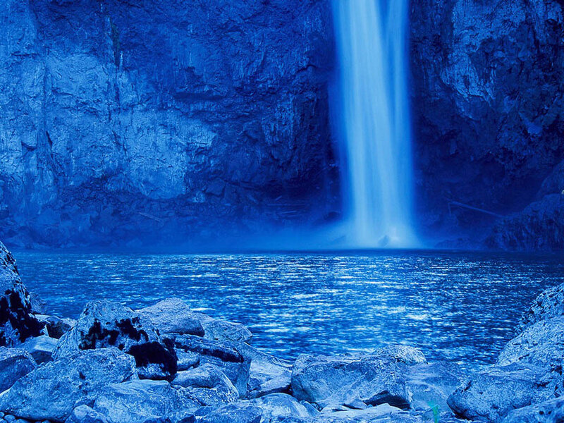 Waterfall in Blue Light