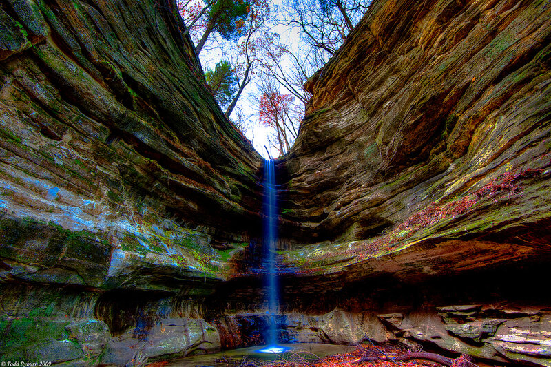 Waterfall in Canyon — Blue, Dramatic