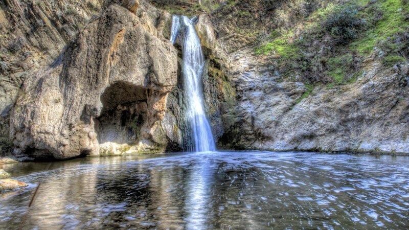 Waterfall in Canyon — Blue, Serene, Afternoon, Photograph, Pool, Vegetation