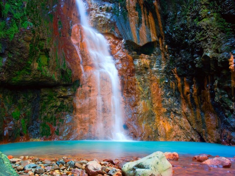 Waterfall in Canyon — Blue, Serene, Photograph, Pool