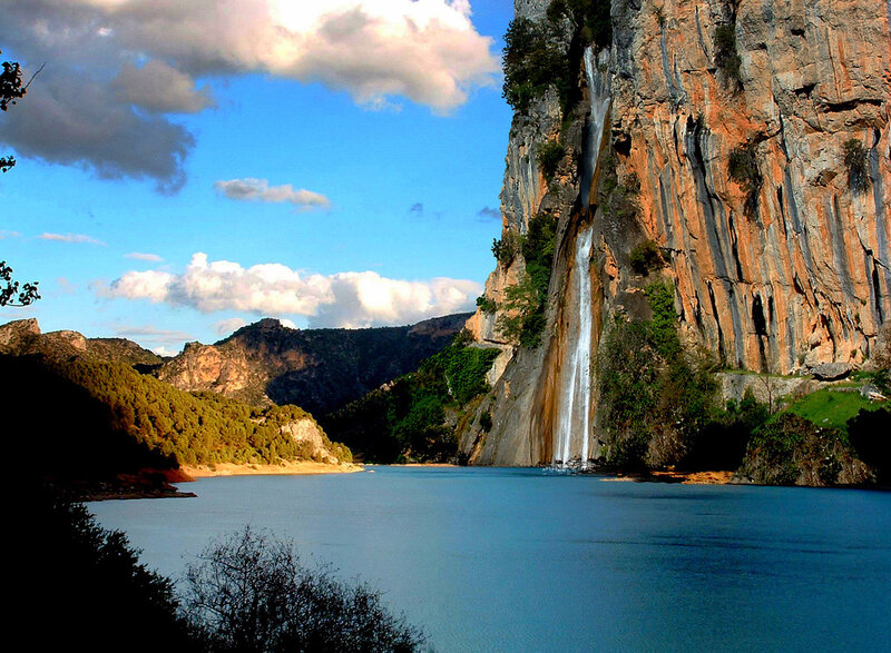 Waterfall in Canyon — Blue, Serene