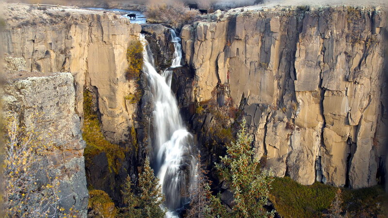 Waterfall in Canyon — Brown, Dramatic, Autumn, Photograph
