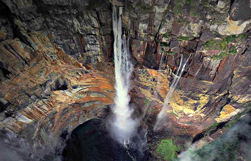 Waterfall in Canyon — Brown, Dramatic, Photograph, Pool, Rock