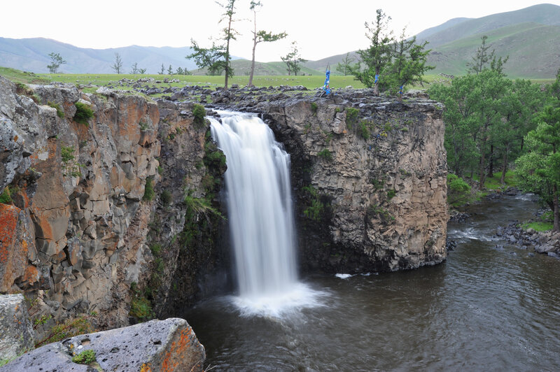 Waterfall in Canyon — Brown, Serene, Morning
