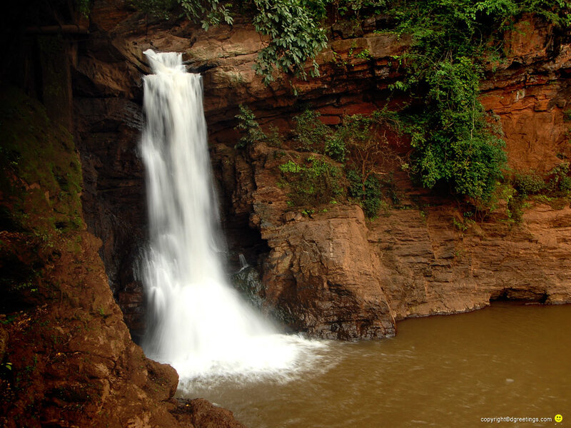 Waterfall in Canyon — Brown