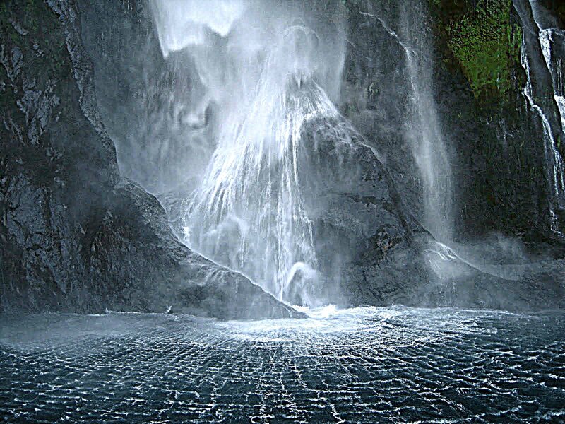 Waterfall in Canyon — Gray, Dramatic, Photograph, Rock, Pool