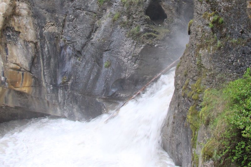 Waterfall in Canyon — Gray, Dramatic, Photograph, Rock