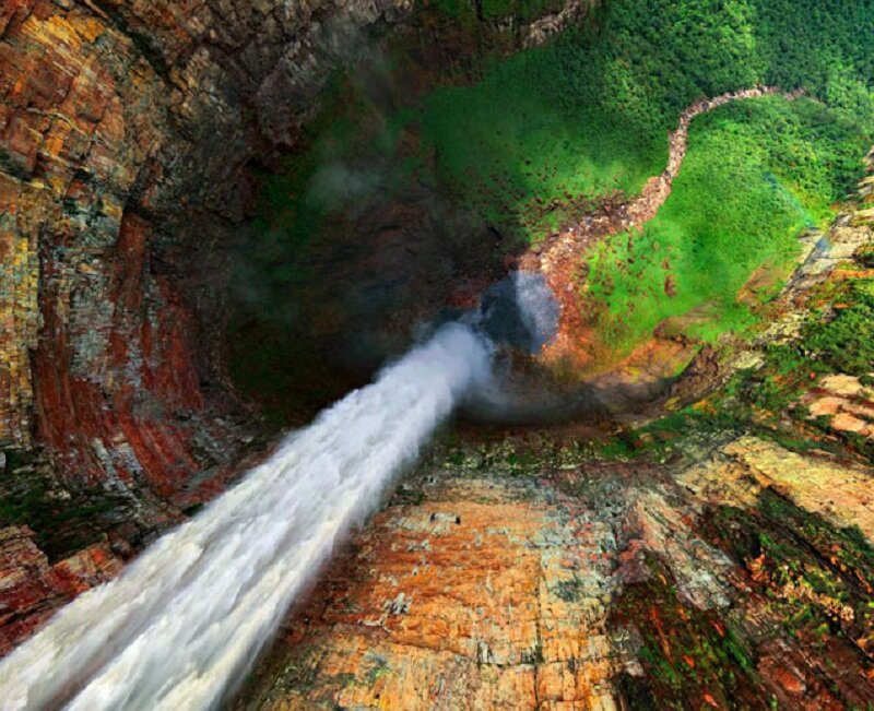 Waterfall in Canyon — Green, Dramatic, Photograph, Greenery