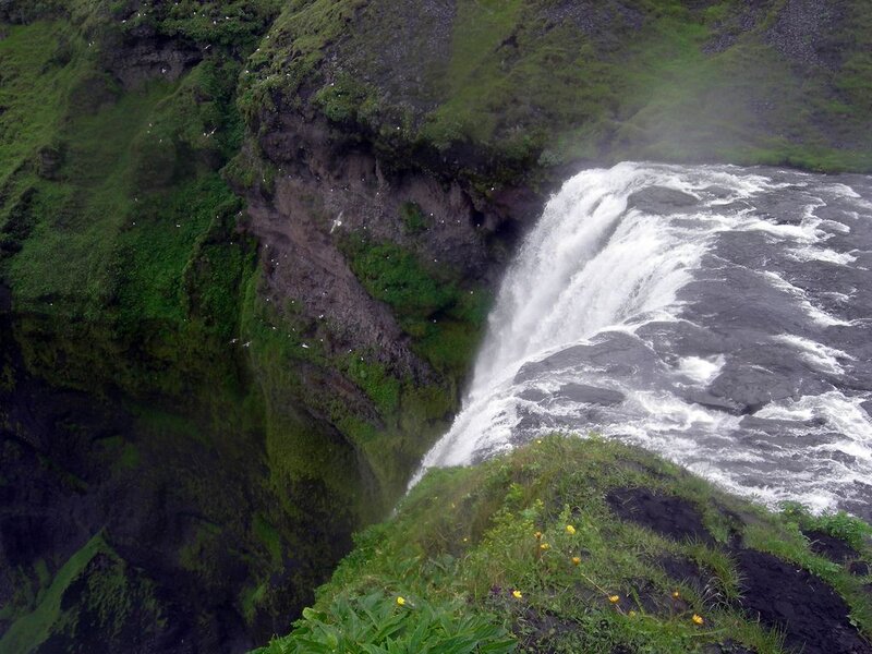Waterfall in Canyon — Green, Dramatic, Photograph, Moss