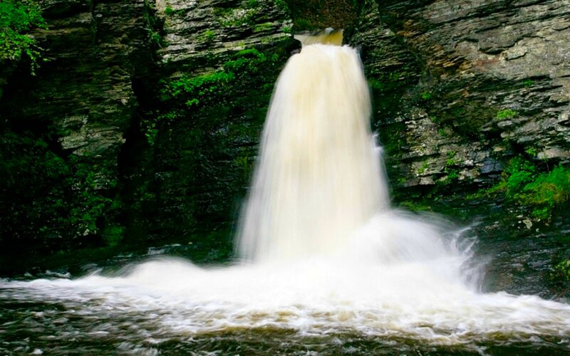 Waterfall in Canyon — Green, Natural, Photograph, River