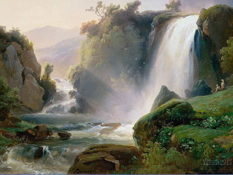 Waterfall in Canyon — Green, Serene, Afternoon