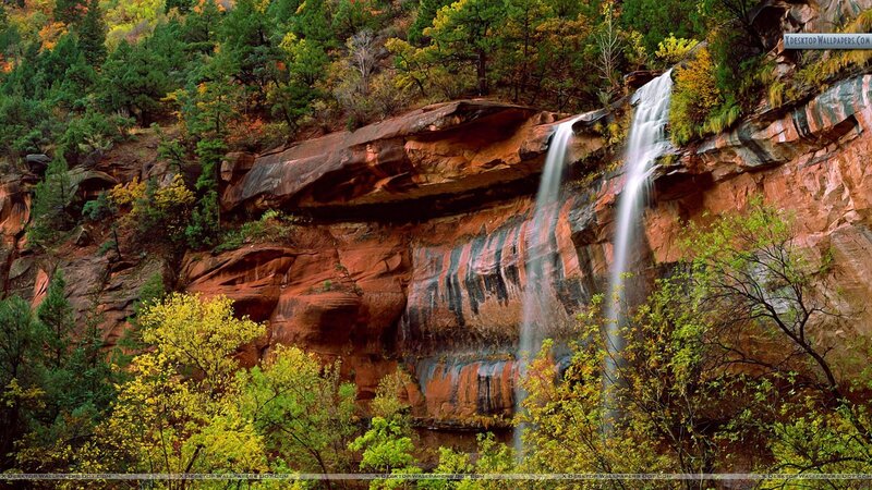Waterfall in Canyon — Green, Serene, Autumn