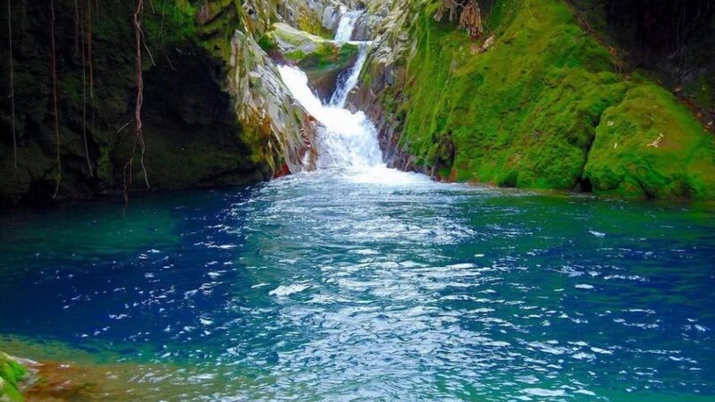 Waterfall in Canyon — Green, Serene, Photograph, Pool, Moss