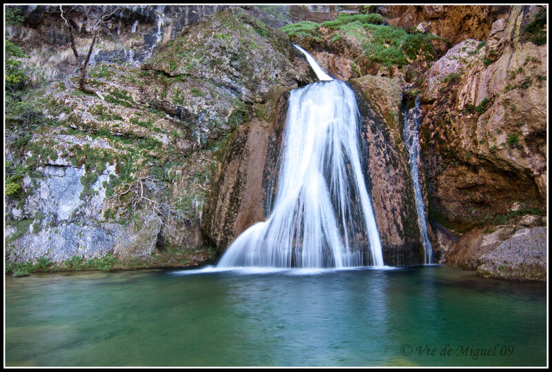 Waterfall in Canyon — Green, Serene, Photograph