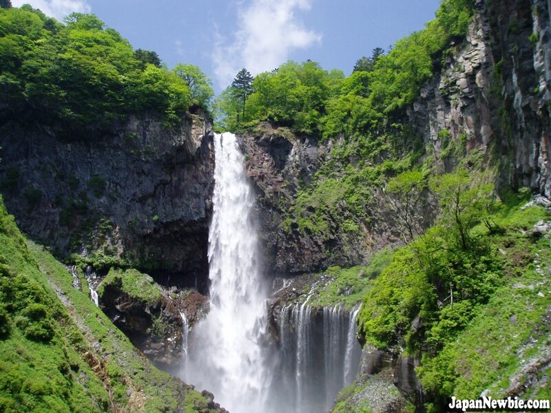 Waterfall in Canyon — Green, Serene, Summer, Photograph, Trees, Cliffs