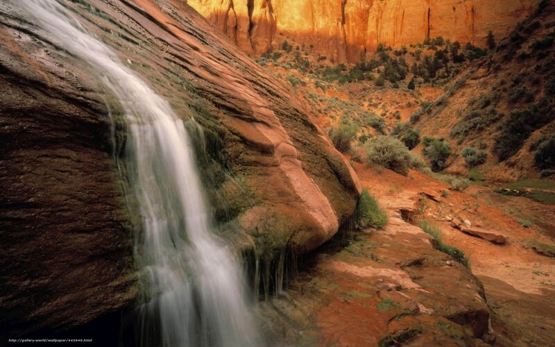 Waterfall in Canyon — Orange, Serene, Afternoon