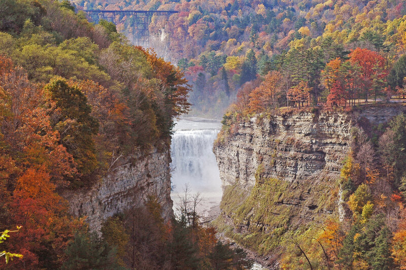 Waterfall in Canyon — Orange, Serene, Autumn