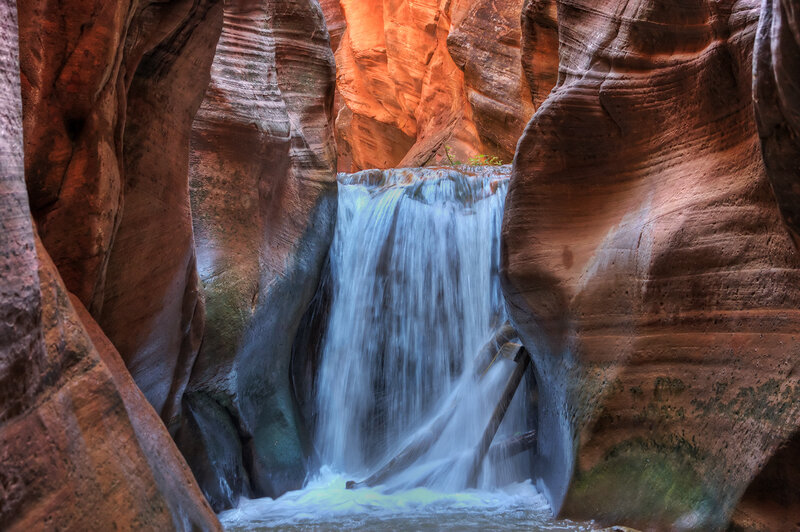 Waterfall in Canyon — Orange