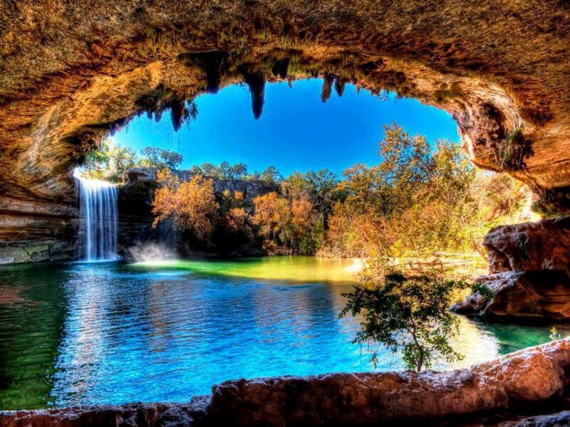 Waterfall in Cave Opening