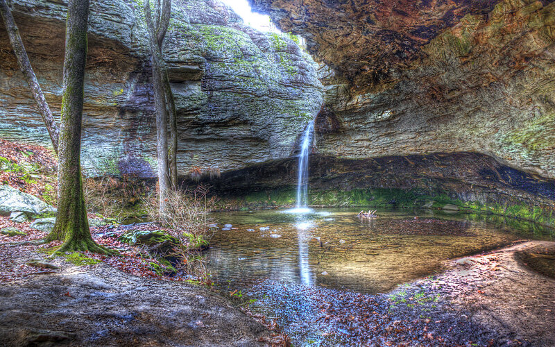 Waterfall in Cave Pool