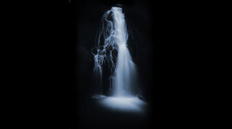 Waterfall in Dark Cave