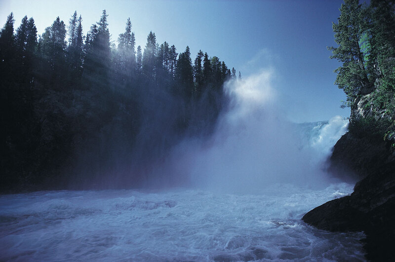 Waterfall in Forest — Blue, Dramatic, Morning