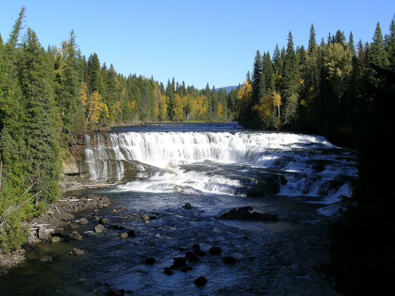 Waterfall in Forest — Blue, Serene, Autumn, Photograph, River