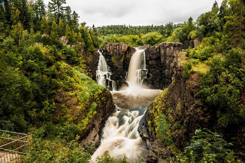 Waterfall in Forest Canyon — Green, Natural, Afternoon