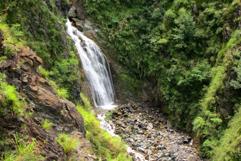 Waterfall in Forest Canyon — Green, Serene, Afternoon, Photograph, River, Rocks