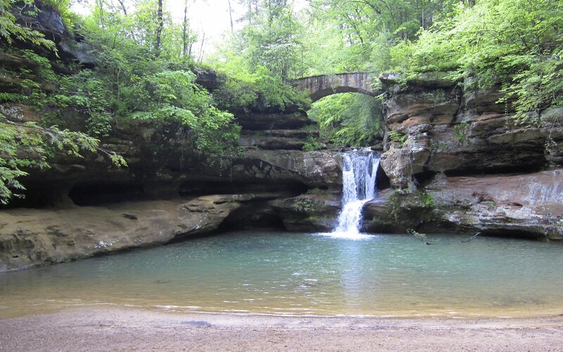 Waterfall in Forest Canyon — Green, Serene, Summer