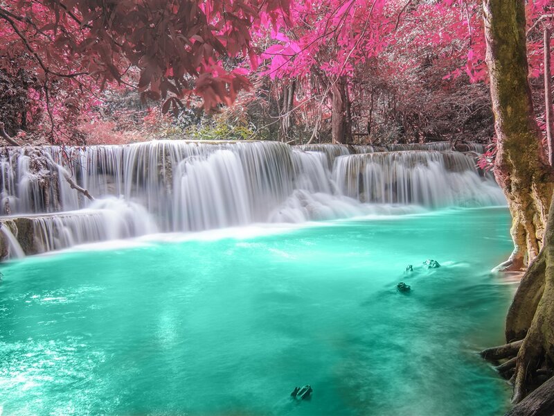 Waterfall in Forest — Cyan