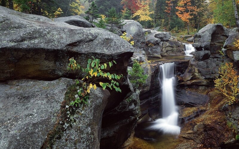 Waterfall in Forest — Gray, Serene, Autumn