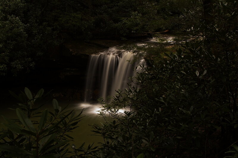 Waterfall in Forest — Green, Dark