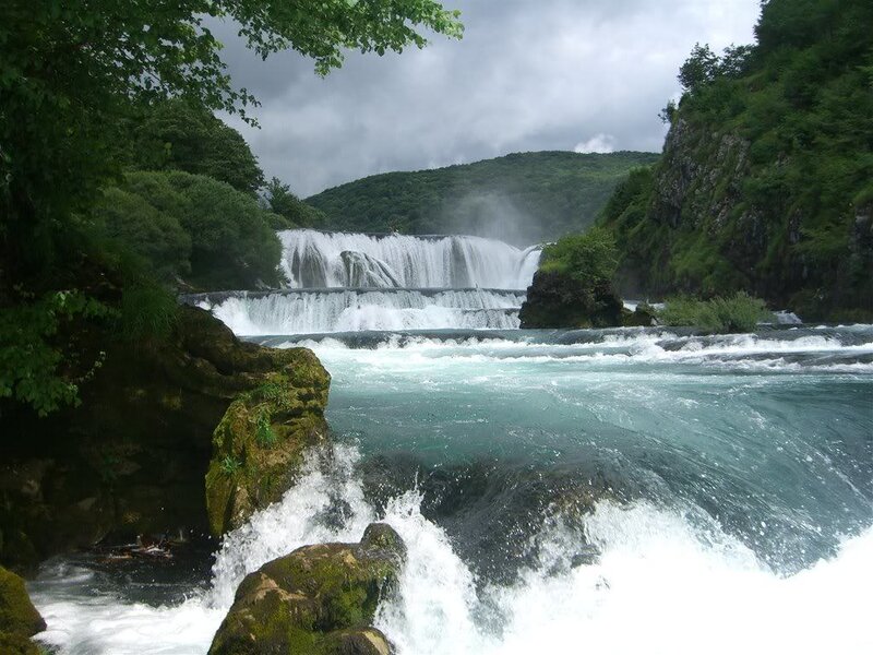 Waterfall in Forest — Green, Dramatic, Afternoon, Photograph