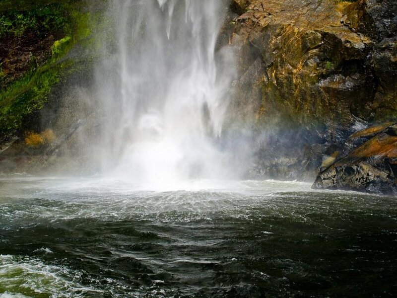 Waterfall in Forest — Green, Dramatic, Photograph, River, Rocks, Moss